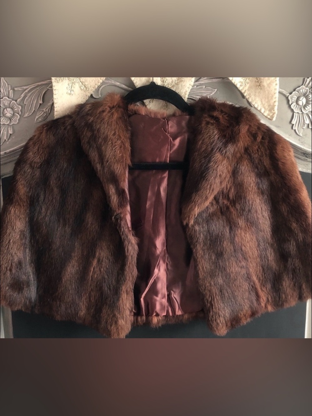 Vintage Brown Fur Cropped Cape